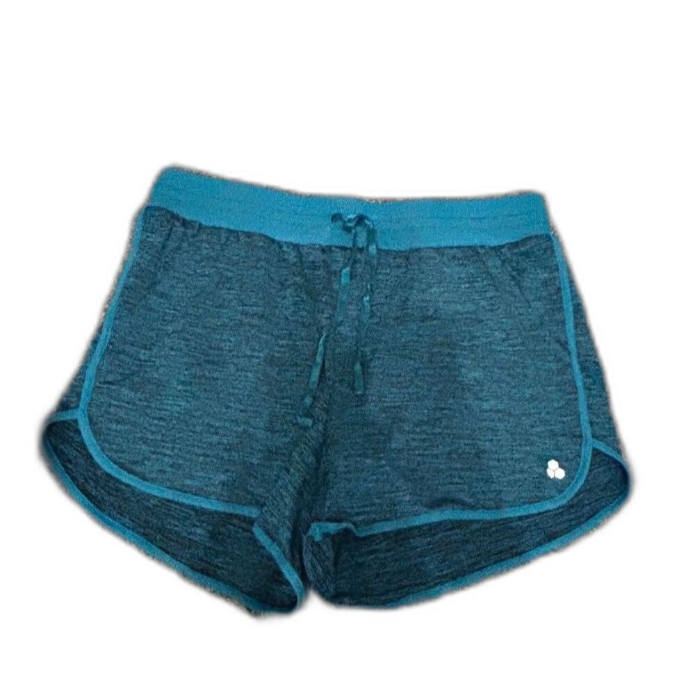 Tek Gear heathered blue teal space-dye athletic dolphin high rise shorts L